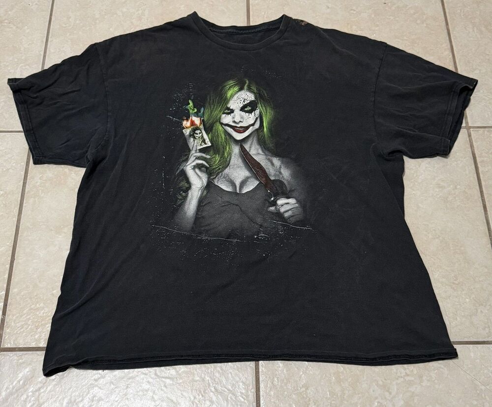 Lady Joker Tee Black Shirt By Get Down Art Size XL